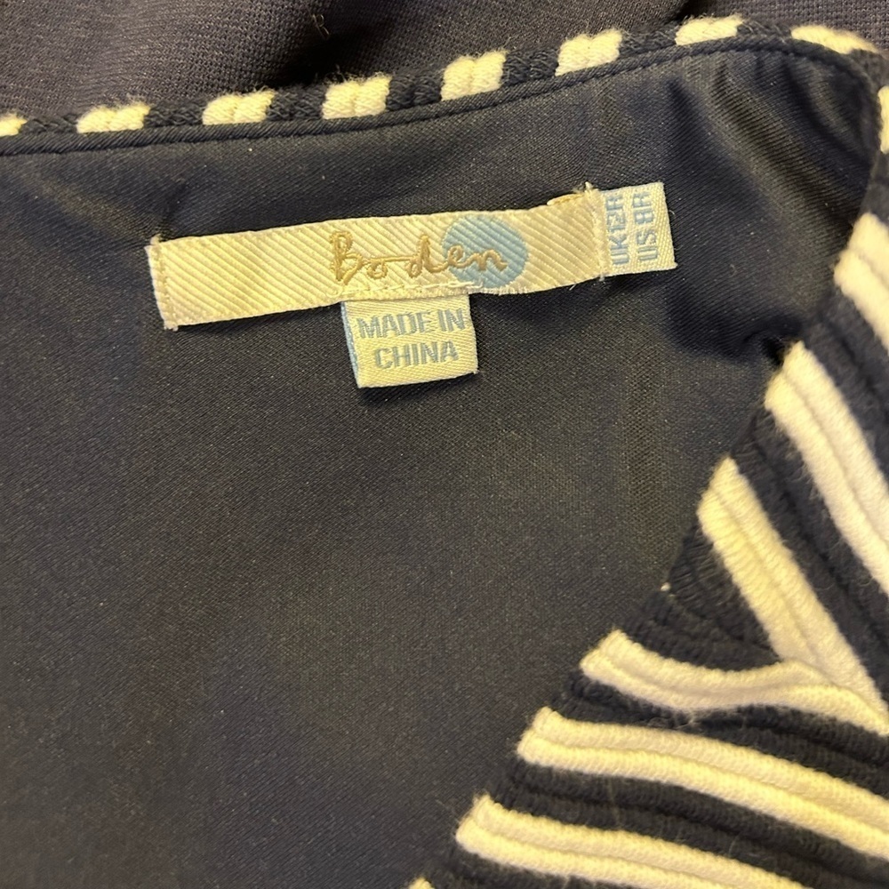 Boden Belle Ponte Navy Stripe Dress, size 8R. - Picture 3 of 7
